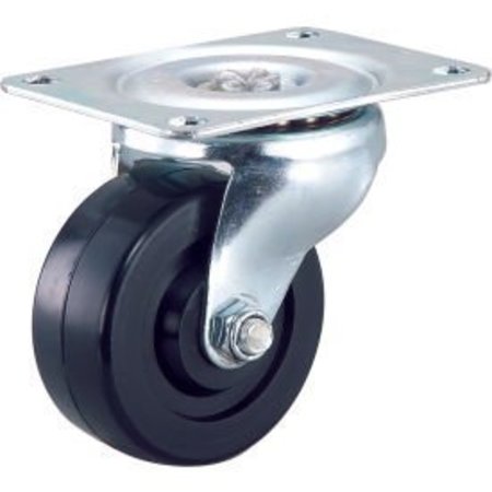 GLOBAL EQUIPMENT Global Industrial„¢ Light Duty Swivel Plate Caster 3" Rubber Wheel 150 Lb. Capacity 6032SR